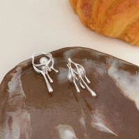 wholesale S925 Sterling Silver Lava Long Drop Earrings for Women, Small and Chic, Fashionable and Unique, Three-Dimensional Pearl Ear Clasp, New Style-Sterling silver