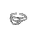 wholesale S925 Sterling Silver Korean Version Ins Small Design Irregular Surface Snake Texture Textured Open Ring for Women-0-5