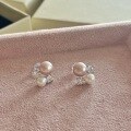 wholesale S925 Sterling Silver Exquisite and Dainty Mixed-Color Pearl Earrings with Diamond Accents, Elegant and Sweet Zircon Earrings-0-2