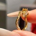 wholesale S925 Sterling Silver Gold Spiritual Snake Ring, Dynamic Zodiac Snake Shape Wealth-Attracting Yellow Diamond Ring, Year of the Snake Limited Edition Birth Year Ring-0-2