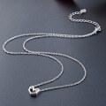 wholesale S925 Sterling Silver Korean New Creative Hollow-Out Personalized Heart Pendant Collarbone Chain, Fashion Minimalist Plain Silver Love Necklace for Women-0-3
