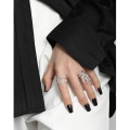 wholesale S925 Sterling Silver 645 Korean Version Ins Small and Unique Design Geometric Square Hollow Textured Open Ring for Women-0-3