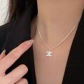 wholesale S925 Sterling Silver Chanel-style Double C Necklace for Women, Korean Dongdaemun New Small Luxury Versatile Collarbone Chain-0-0