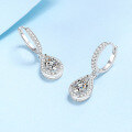 wholesale Pt950 gold plated 925 silver moissanite earrings for women, new style full-set teardrop earrings with elegant luxury ear clips for wholesale-0-2