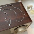 wholesale S925 Sterling Silver Rice Grain Bead Necklace for Women, Ins Style, Niche, High-End, Minimalist Bean Pendant Collarbone Chain-0-4