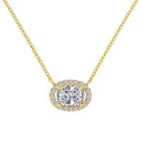 wholesale S925 Sterling Silver Wedding Style New 8A Ice-Cut Oval Zirconia Full Diamond Design High-End Luxurious Necklace for Women-Gold DY190883-SG-WH 925 silver