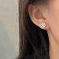 wholesale Sterling Silver Geometric Circular Stud Earrings for Women, Minimalist and Niche Luxury, Exquisite and Compact Ear Accessories-0-2
