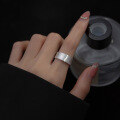 wholesale S925 Sterling Silver Minimalist Wide Brushed Satin Unisex Geometric Ring R004-0-1