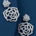 wholesale Metal rose earrings for women, small and unique, high-end camellia earrings, luxury elegant lady, exquisite hollow ear drops-0-0