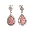 wholesale 925 Sterling Silver Zhu Zhifan Jewelry Elegant and Fresh Pear-shaped Pink Diamond 4*7mm Earrings, Simple and Luxurious Stud Earrings-0-4