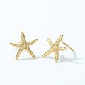 wholesale 925 Silver Gold-Plated White Zircon Starfish Earrings for Women, Japanese Light Luxury Style, Simple Ocean Vacation Theme Star Earrings-0-4