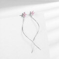 wholesale S925 Sterling Silver New Floral Stud Earrings for Women, Versatile Small Design Long Wave Earrings Simple Ear Accessories-0-3