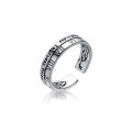 wholesale S925 Sterling Silver Nalan Twelve Hours Roman Numeral Week Letter Open Ring Jewelry J5967-0-4