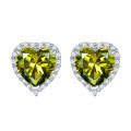 wholesale 925 Sterling Silver European and American Gemstone Heart Earrings for Women, Colorful Zircon Heart-shaped Stud Earrings, High-Quality Wholesale-0-12