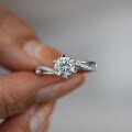 S925 Sterling Silver Moissanite Ring, High-End Ladies' Twist Shank Six-Claw Classic Proposal, Drop Shipping-0-2