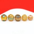 wholesale 925 silver gold-plated, enameled, openwork auspicious cloud coin spacer beads with diamond inlays for DIY craft, Buddhist prayer beads, bracelet accessories-0-3