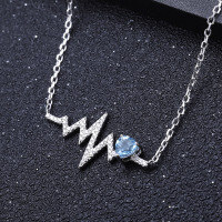 wholesale 925 Sterling Silver Fashionable and Versatile Natural Topaz Crystal Garnet Heartbeat Miracle Necklace-Garnet Heart-beating Miracle Necklace>925 Silver