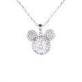 S925 Sterling Silver Mickey Mouse Full Moissanite Pendant Necklace-0-3