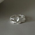 wholesale S925 Sterling Silver Woven Heart Twist Rope Ring with Open-End Design for Stacking, Minimalist Style-0-3