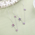 wholesale 925 Sterling Silver with Natural Amethyst and Garnet Asymmetrical Starfish Pendant Necklace Collarbone Chain-0-3