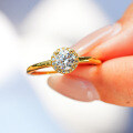 18K Gold Plated S925 Silver Moissanite Luxury Round Ring for Women-0-2