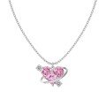 wholesale S925 Sterling Silver Cross-Border Europe and America Women's Small and Luxurious High-End Pink Heart Zircon Collarbone Necklace-0-4