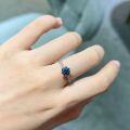 wholesale 18k rose gold plated S925 silver, new cross-border royal blue round 65mm moissanite ring for women-0-4