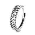 wholesale S925 Silver Adjustable Vintage Distressed Chain Ring Index Finger Ring High-End Xiaohongshu Bestseller-0-4