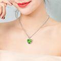 wholesale S925 Sterling Silver Swarovski Crystal Necklace with Simulated Emerald Gemstone Pendant in an Elegant Heart Design-0-3