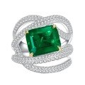 wholesale New 925 Silver 5ct Emerald-Cut High Carbon Diamond Geometric Rhombus Ring Selling Well Across Borders-0-4