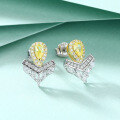 wholesale 925 Silver Pure Silver Yellow Zircon Crown Earrings for Women, High-End European and American Gemstone Fringe V-Shape Silver Earrings-0-3