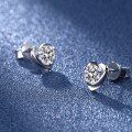 wholesale 925 Sterling Silver Moissanite Heart Stud Earrings for Women, Floral Heart Shape Earrings, Gift for Girlfriend or Best Friend-0-2