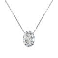 wholesale S925 Sterling Silver Oval Ice-Cut Zirconia Exquisite Solitaire Pendant Necklace for Women-0-5