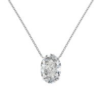 wholesale S925 Sterling Silver Oval Ice-Cut Zirconia Exquisite Solitaire Pendant Necklace for Women-Platinum DY190869-SW-WH 925 Silver