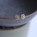 wholesale 9K Gold Dainty Hollow-Out Small Flower Cute and Elegant Student Stud Earrings-0-2
