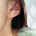 wholesale 999 Silver minimalist small and fresh sweet design youthful cherry blossom bead stud earrings M06552-0-0