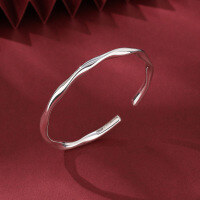 wholesale 999 Sterling Silver Möbius Ring Open Bracelet for Women, Bright Surface Simple Youthful Twist Braided Bangle-Möbius band bracelet approx. 15.4g pure silver