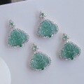 wholesale S925 Silver Inlaid Natural Weicui Blue Water Jadeite Buddha Pendant Necklace, Full Green Maitreya Buddha Pendant Live Streaming Wholesale-0-1