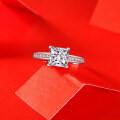 S925 Silver Square Moissanite Women's Ring, 18K Gold Plated, Wholesale Factory Drop Shipping-0-2