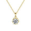 14K Gold Plated 925 Sterling Silver Moissanite Snowflake Pendant Necklace-0-3