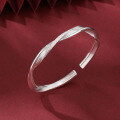 wholesale 999 Sterling Silver Blooming Bell Bracelet Pure Silver Möbius Ring Bangle Light Luxury Bamboo Pattern Peace Wristband-0-5