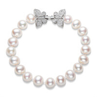 S925 Sterling Silver Simple Natural Freshwater Pearl Bracelet for Women-Style K bracelet [8-9mm natural freshwater pearl] 18cm  925 silver