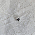 wholesale 925 Sterling Silver Heart Black Agate Necklace Cute Sweet Girly Pendant Collarbone Chain Delicate Luxury Niche Jewelry-0-1