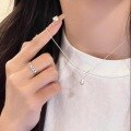 wholesale S925 Sterling Silver Minimalist Small Silver Bean Drop Necklace for Women, Understated Korean-style Unique Design Collarbone Chain-0-1