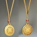 wholesale Antique Gold-Plated Sand Textured Pendant Necklace for Women, Adjustable Long Layering Chain, Vintage Gold Shop Style-0-0