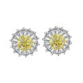 wholesale S925 Sterling Silver Moissanite Sunflower Stud Earrings, Versatile and Simple Fashion Earrings for Wholesale Live Streaming-0-9