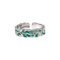 wholesale S925 Sterling Silver 758 Peppermint Wave Niche Design Irregular Textured Glazed Luxury Ring for Women-0-6