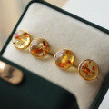 wholesale S925 Silver Minimalist and Elegant Natural Flower Amber Steamed Bun Stud Earrings Live Streaming Supply Chain-0-1