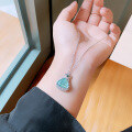 wholesale S925 Sterling Silver New Chinese Style Blue Water Jadeite Buddha Necklace for Women, Luxurious Smiling Maitreya Pendant Embedded Collarbone Chain-0-5
