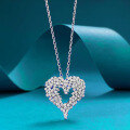 wholesale S925 Sterling Silver Full Diamond Sparkling Heart Pendant Necklace for Women, Fashion Versatile Essential, Heart-shaped Necklace for Women, Live Broadcast Drop Shipping-0-0